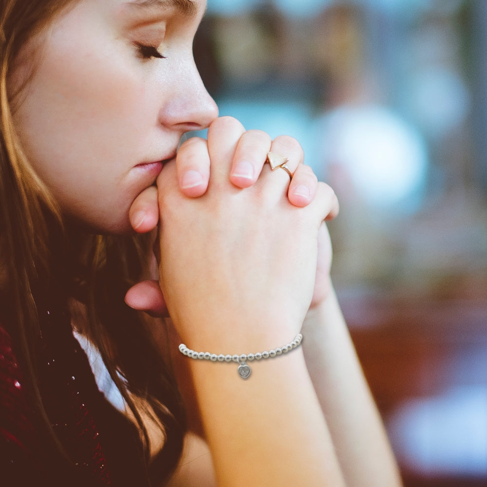 Cubic Zirconia Heart Beaded Bracelet-1