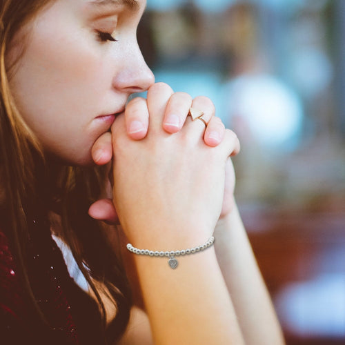 Cubic Zirconia Heart Beaded Bracelet-1
