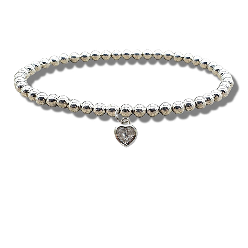 Cubic Zirconia Heart Beaded Bracelet-0