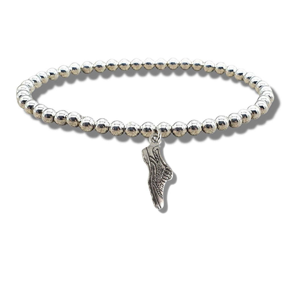 Running Shoe Silver Beaded Bracelet-0